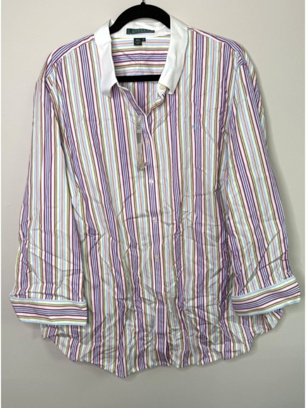 Deadstock Vintage 90s Lauren Ralph Lauren Button Shirt Rainbow Stripe